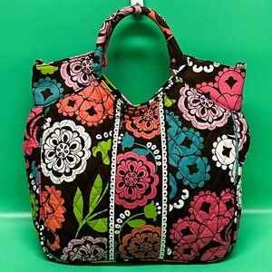 VERA BRADLEY Satchels Brown Pink Floral Quilted Shower Bag **EUC** SO VIBRANT!!